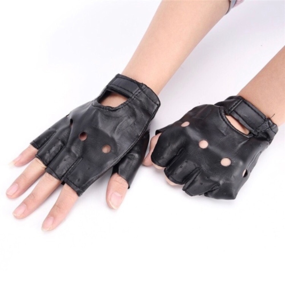 Moto Vegan Leather Fingerless Gloves